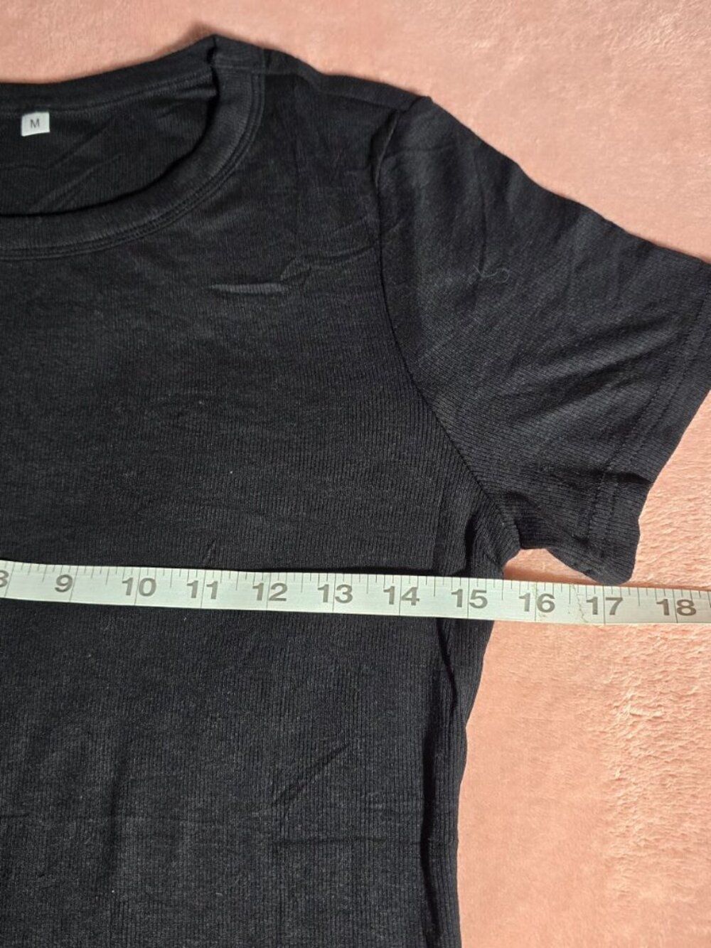 Black Ribbed Slim Fit Tee Women’s Medium - Picture 6 of 9